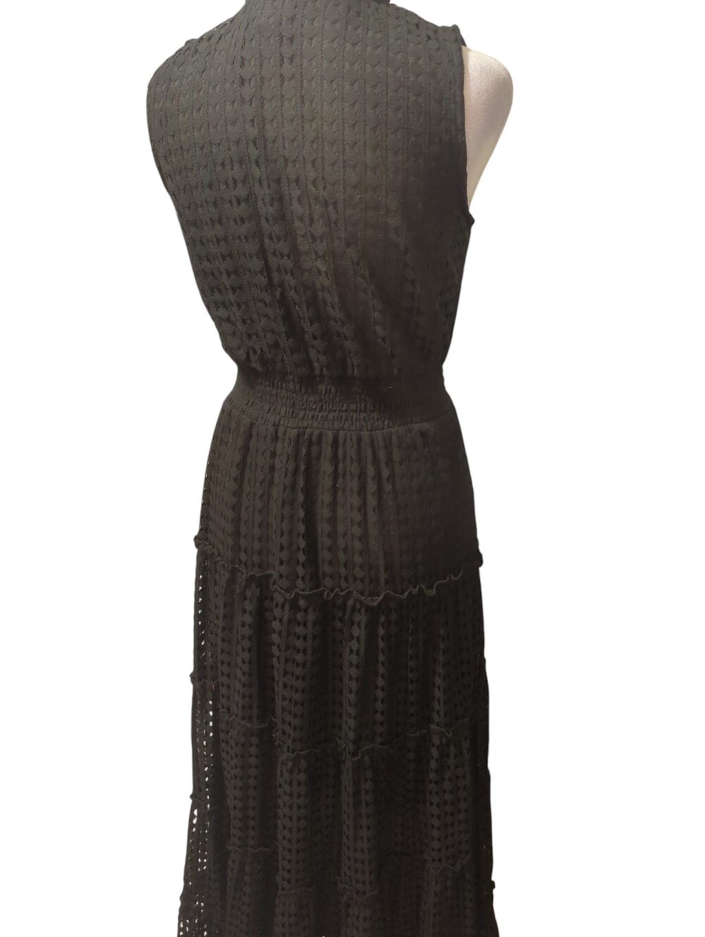 1. State Black Sleeveless Maxi Dress with Tie Neck - Picture 3 of 6
